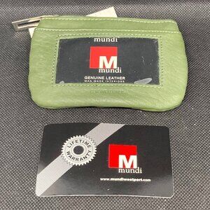 New with tags Mindi leather flap coin purse in Alpine green